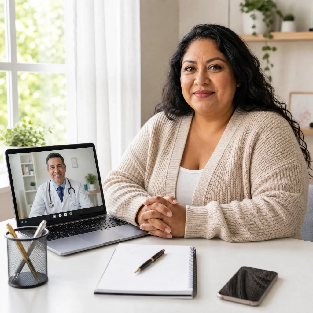 Médico de CliniCare durante una teleconsulta con un paciente